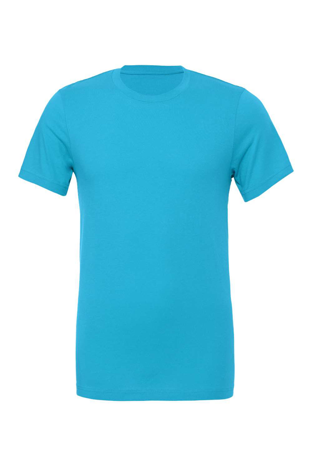 Bella + Canvas BC3001/3001C Mens Jersey Short Sleeve Crewneck T-Shirt Aqua Blue Flat Front