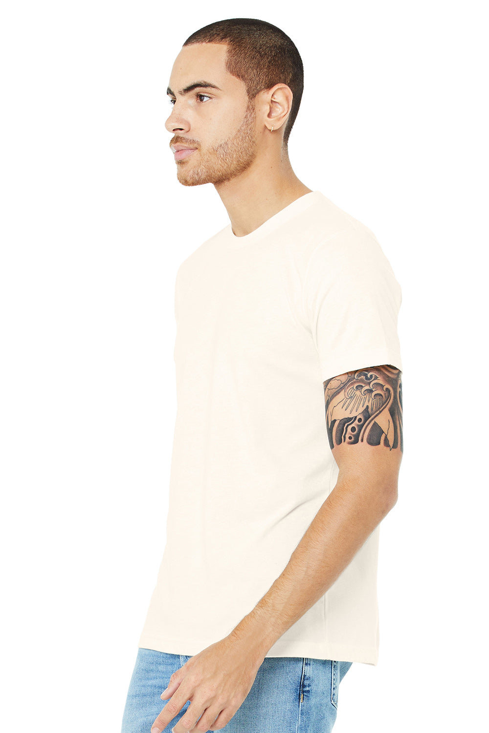 Bella + Canvas BC3413/3413C/3413 Mens Short Sleeve Crewneck T-Shirt Solid Natural Model 3Q