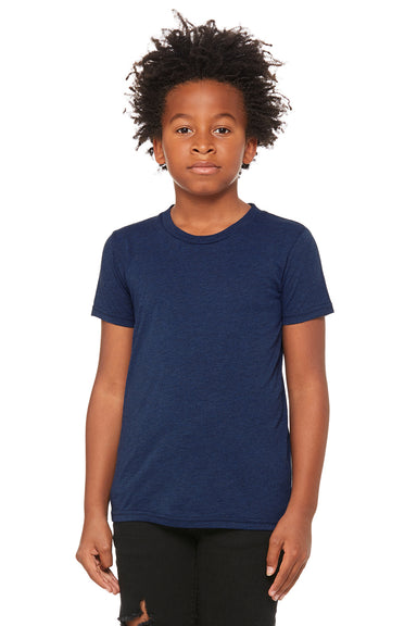 Bella + Canvas 3413Y Youth Short Sleeve Crewneck T-Shirt Navy Blue Model Front