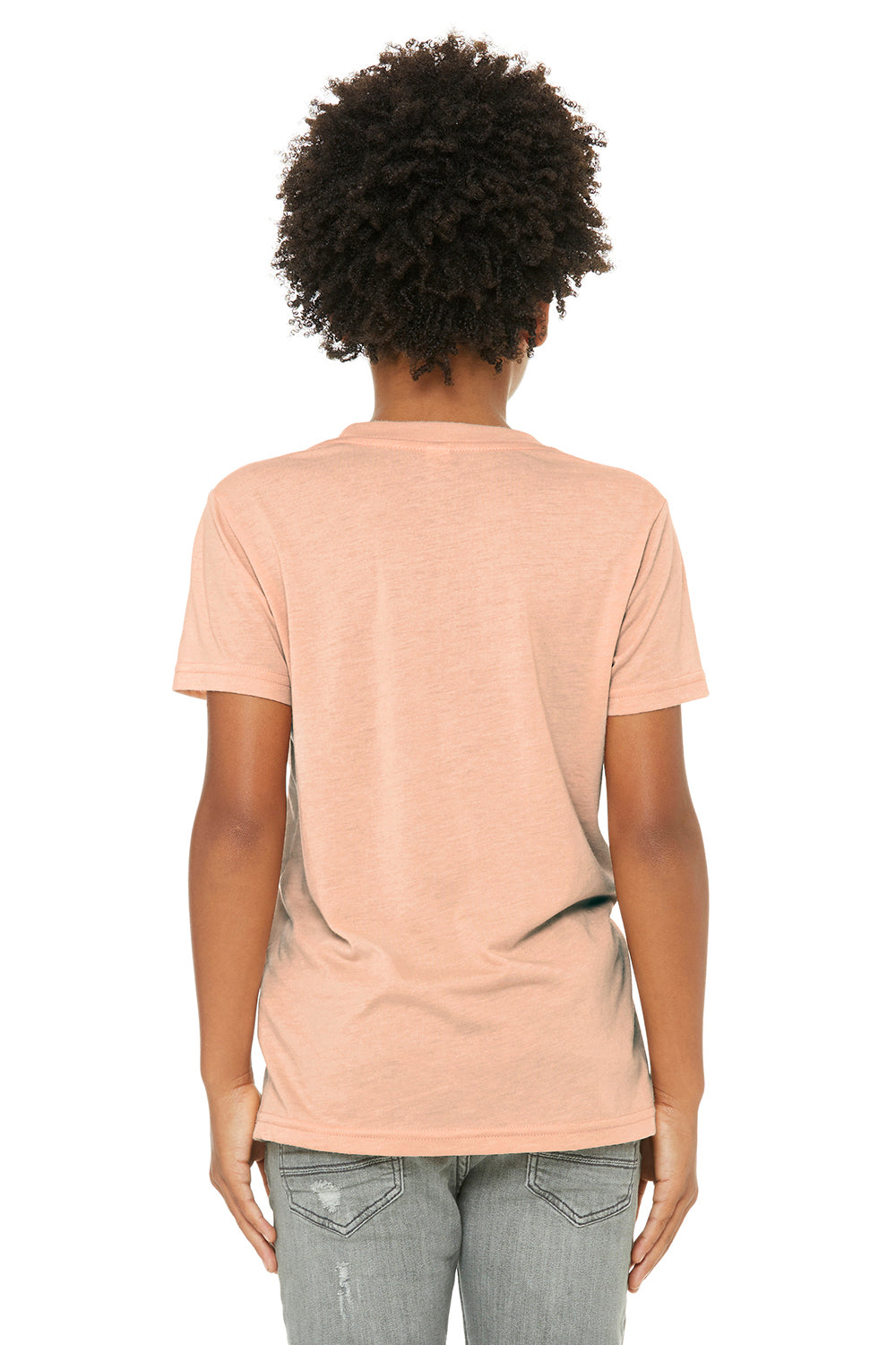 Bella + Canvas 3413Y Youth Short Sleeve Crewneck T-Shirt Peach Model Back