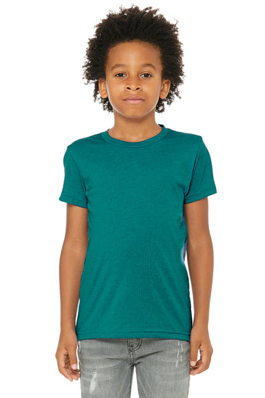 Bella + Canvas 3413Y Youth Short Sleeve Crewneck T-Shirt Teal Green Model Front