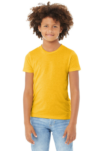 Bella + Canvas 3413Y Youth Short Sleeve Crewneck T-Shirt Yellow Gold Model Front