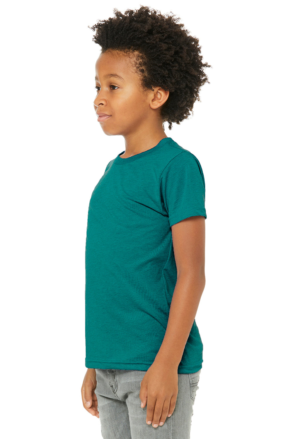 Bella + Canvas 3413Y Youth Short Sleeve Crewneck T-Shirt Teal Green Model 3Q