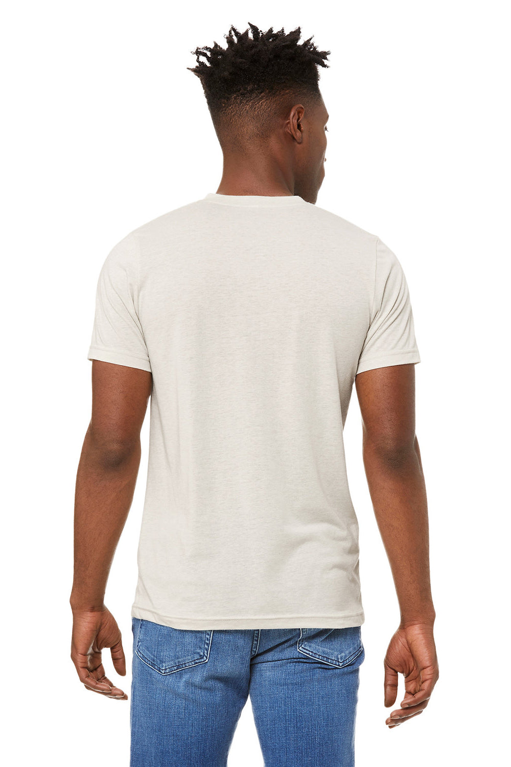 Bella + Canvas BC3415/3415C/3415 Mens Short Sleeve V-Neck T-Shirt Cement Grey Model Back