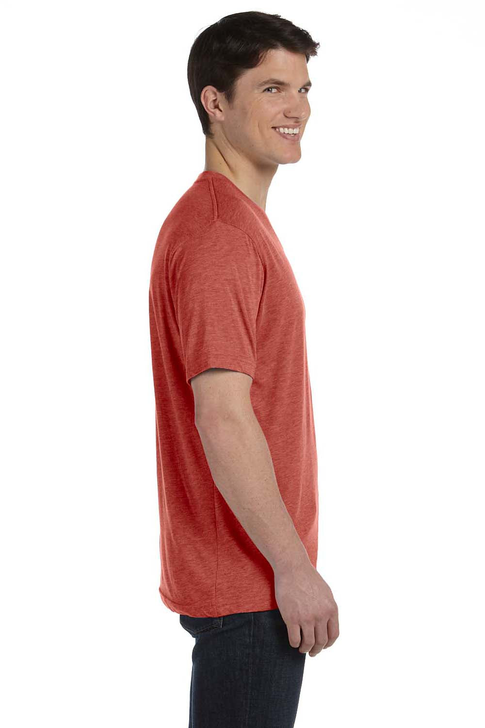 Bella + Canvas BC3415/3415C/3415 Mens Short Sleeve V-Neck T-Shirt Clay Red Model Side