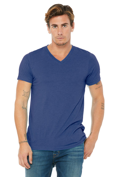 Bella + Canvas BC3415/3415C/3415 Mens Short Sleeve V-Neck T-Shirt True Royal Blue Model Front