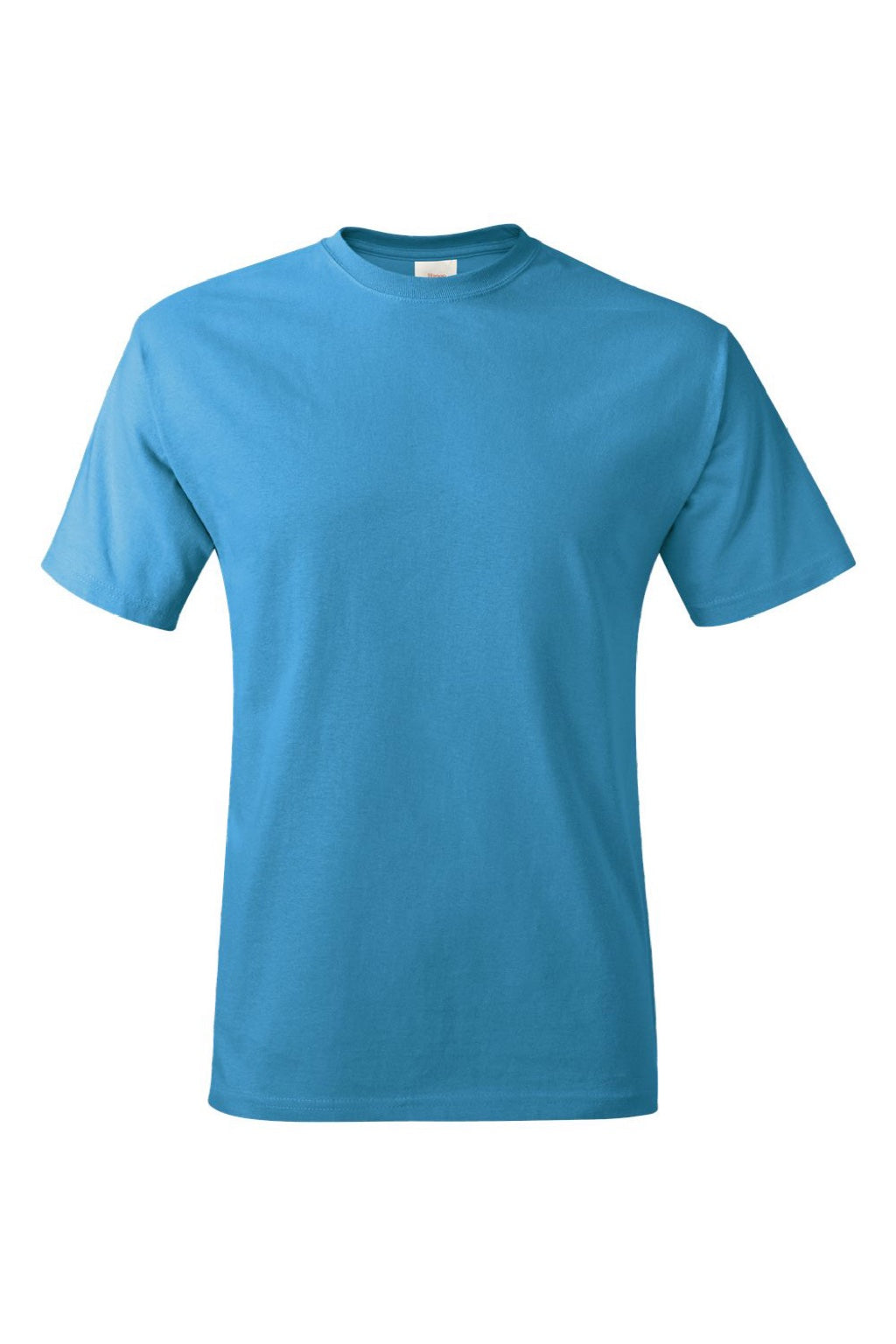 Hanes 5250 Mens Authentic Short Sleeve Crewneck T-Shirt Sapphire Blue Flat Front