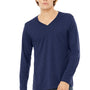 Bella + Canvas Mens Jersey Long Sleeve V-Neck T-Shirt - Navy Blue