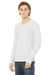 Bella + Canvas 3425 Mens Jersey Long Sleeve V-Neck T-Shirt White Fleck Model 3Q