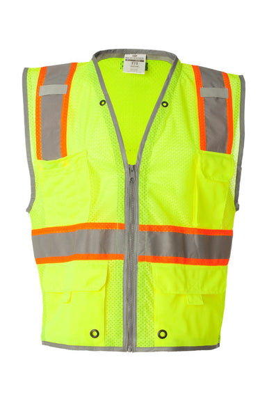Kishigo 1510-1511 Unisex Premium Brilliant Series Heavy Duty Class 2 Vest Lime Green Flat Front