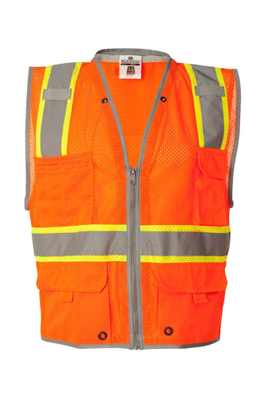 Kishigo 1510-1511 Unisex Premium Brilliant Series Heavy Duty Class 2 Vest Orange Flat Front
