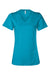 Bella + Canvas BC6405/6405 Womens Relaxed Jersey Short Sleeve V-Neck T-Shirt Turquoise Blue Flat Front