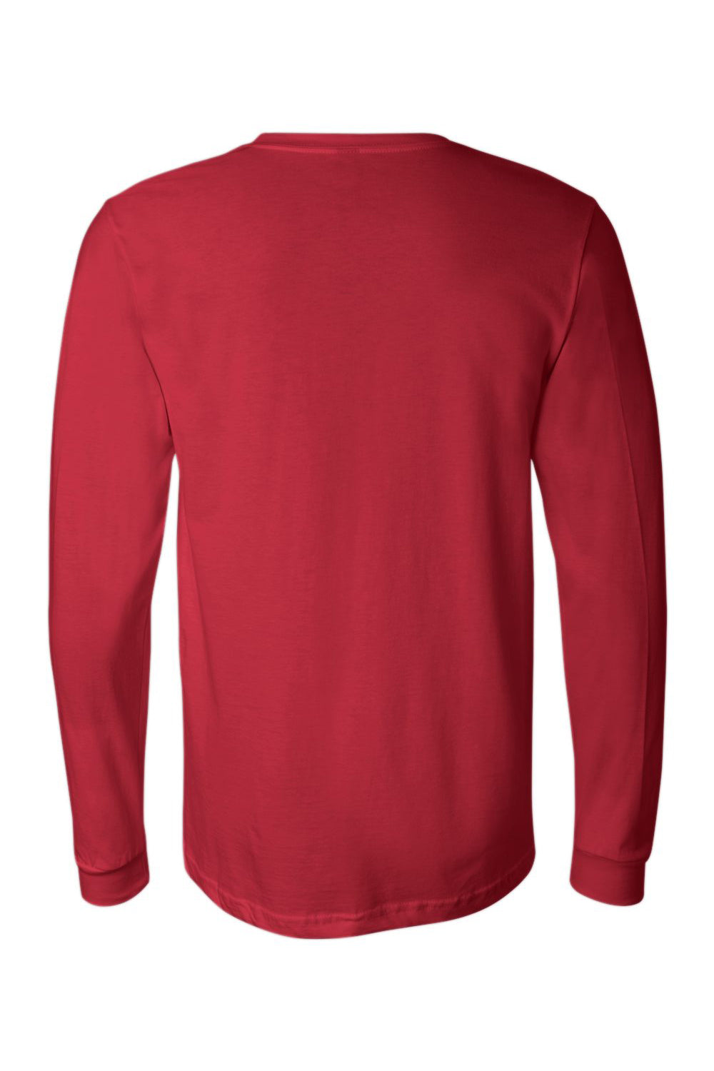 Bella + Canvas BC3501/3501 Mens Jersey Long Sleeve Crewneck T-Shirt Red Flat Back