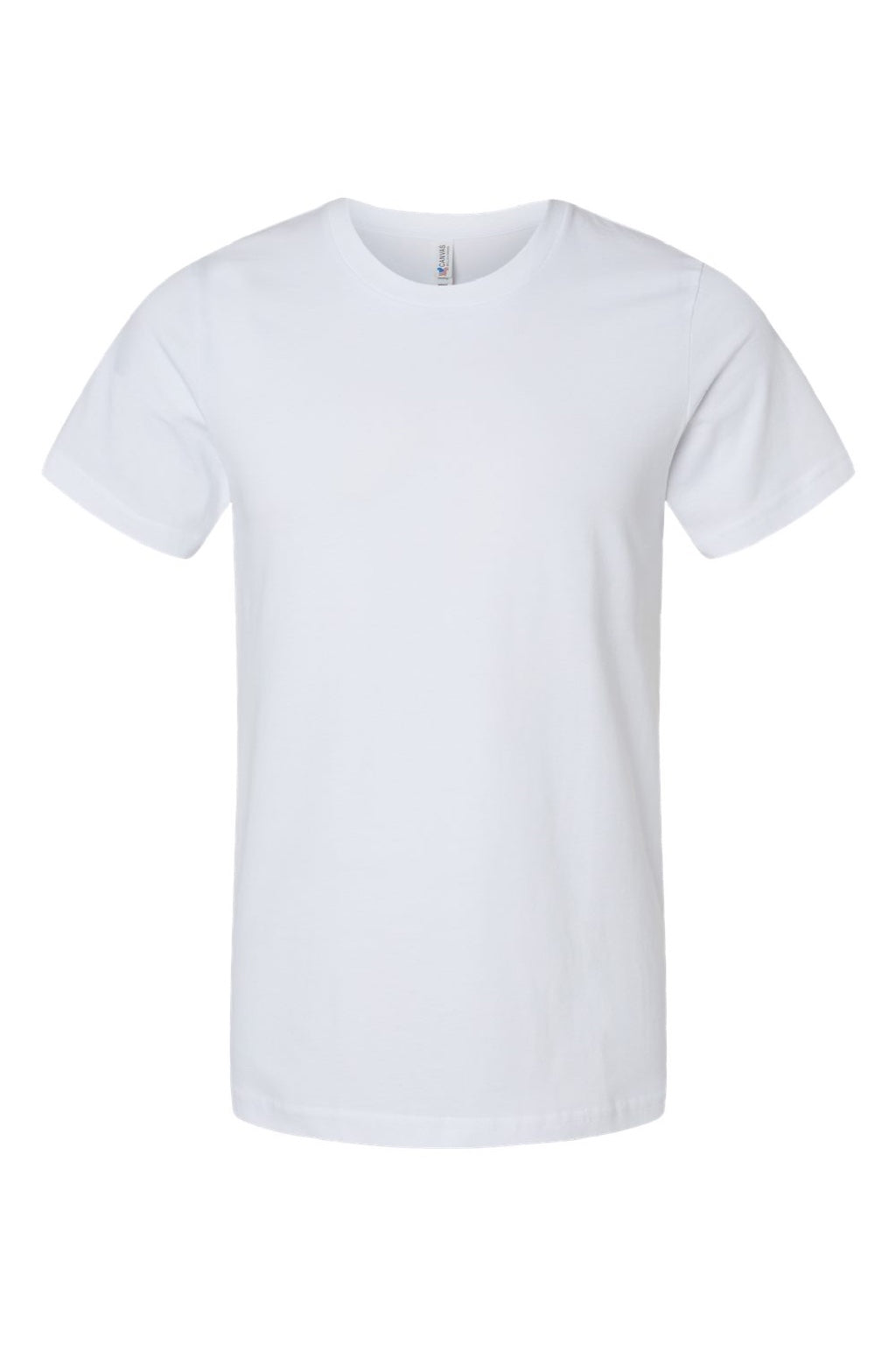 Bella + Canvas BC3001U Mens USA Made Jersey Short Sleeve Crewneck T-Shirt White Flat Front