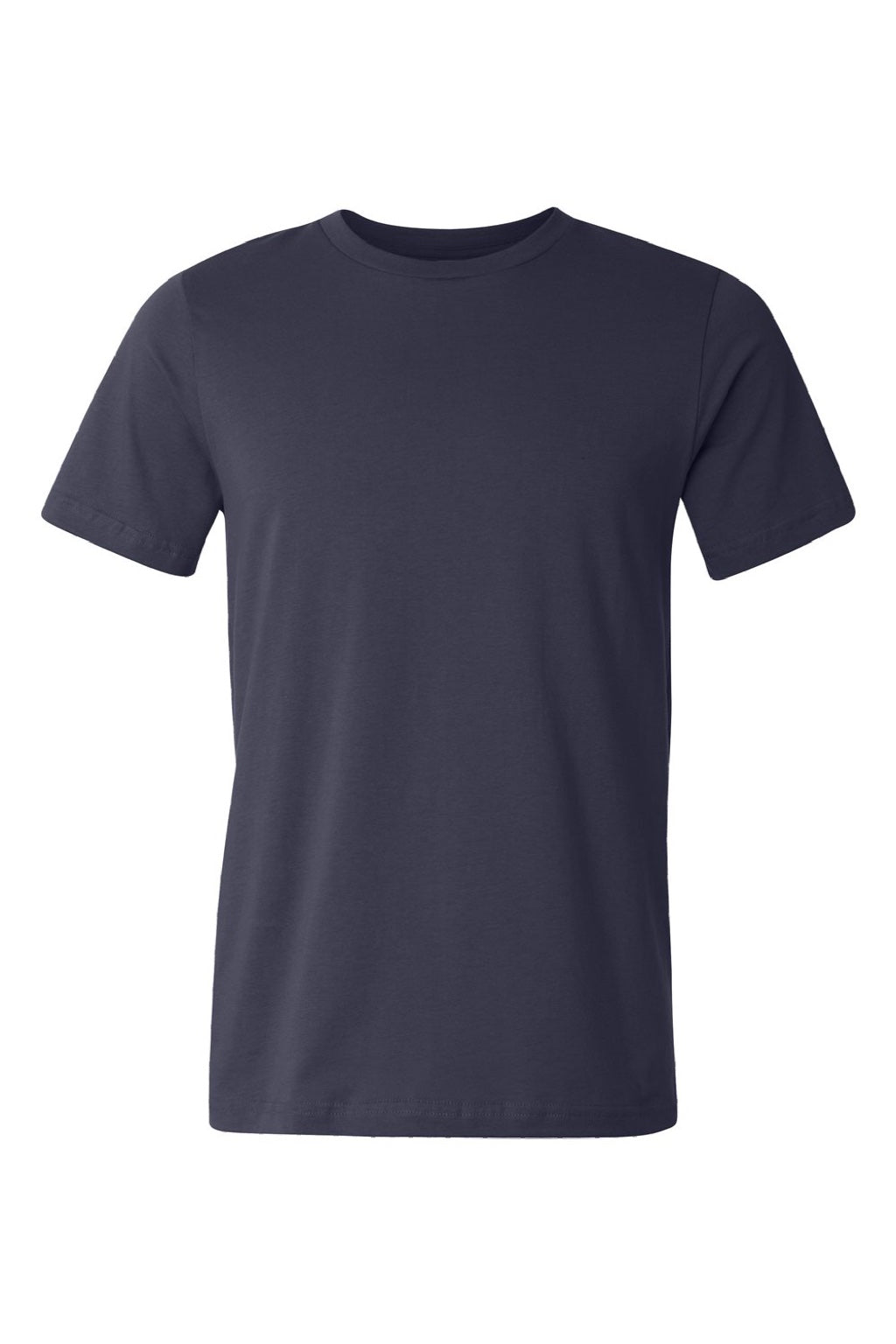 Bella + Canvas BC3001U Mens USA Made Jersey Short Sleeve Crewneck T-Shirt Navy Blue Flat Front