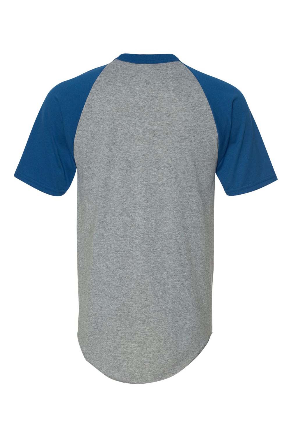 Augusta Sportswear 423 Mens Short Sleeve Crewneck T-Shirt Heather Grey/Royal Blue Model Flat Back