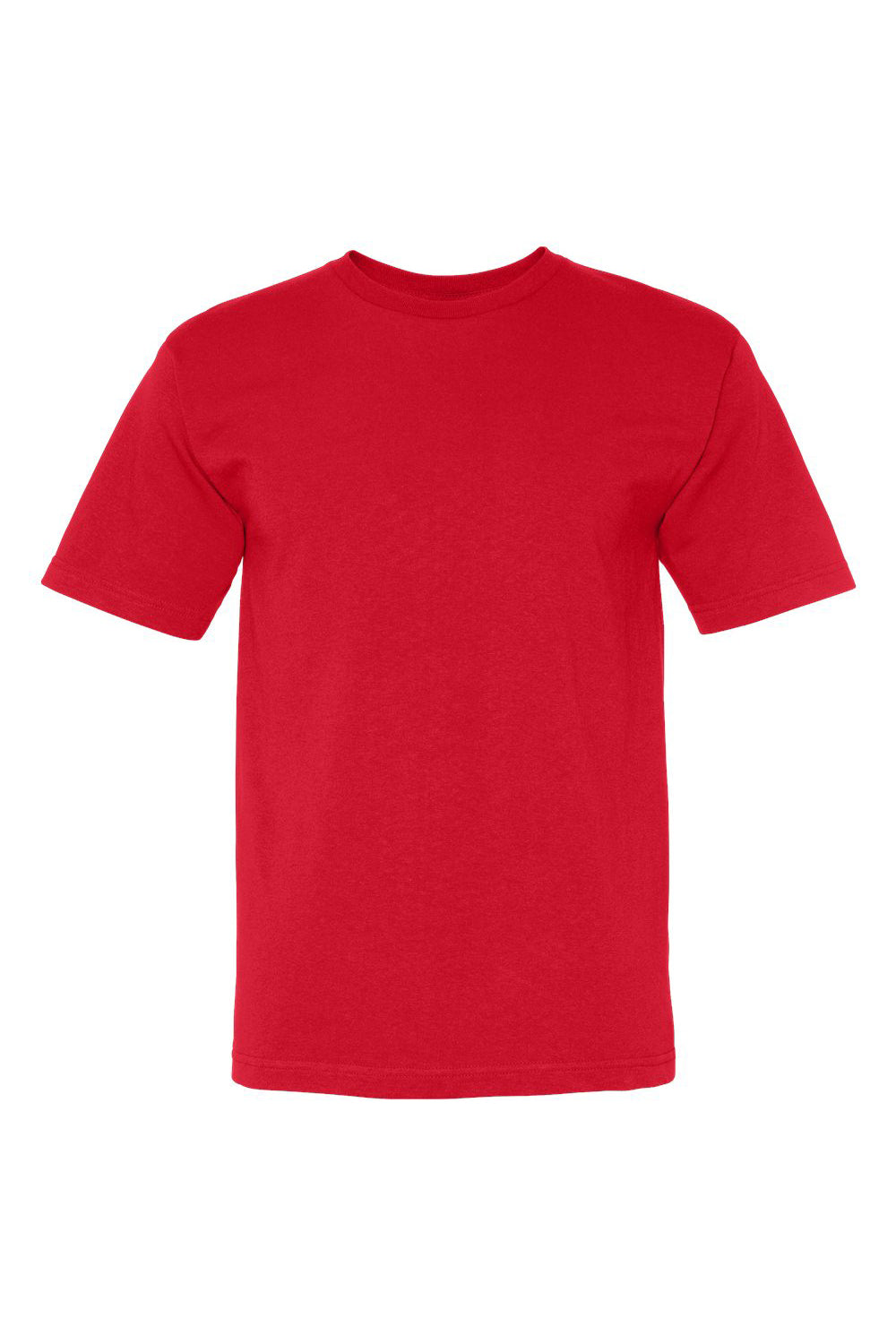 Bayside BA5040 Mens USA Made Short Sleeve Crewneck T-Shirt Red Flat Front