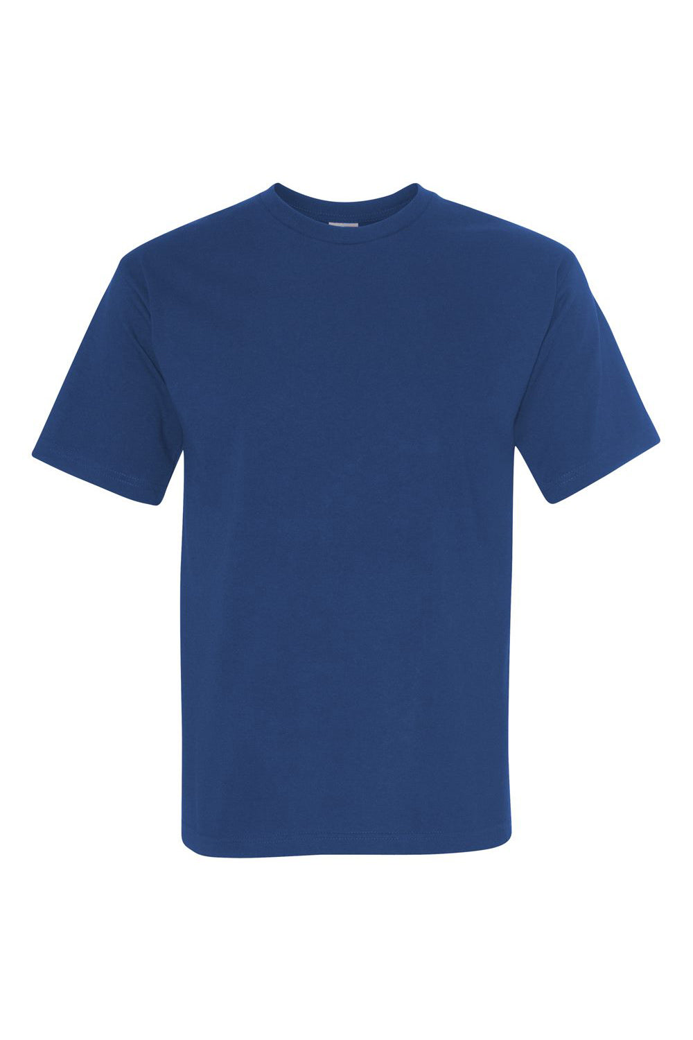 Bayside BA5040 Mens USA Made Short Sleeve Crewneck T-Shirt Light Navy Blue Flat Front