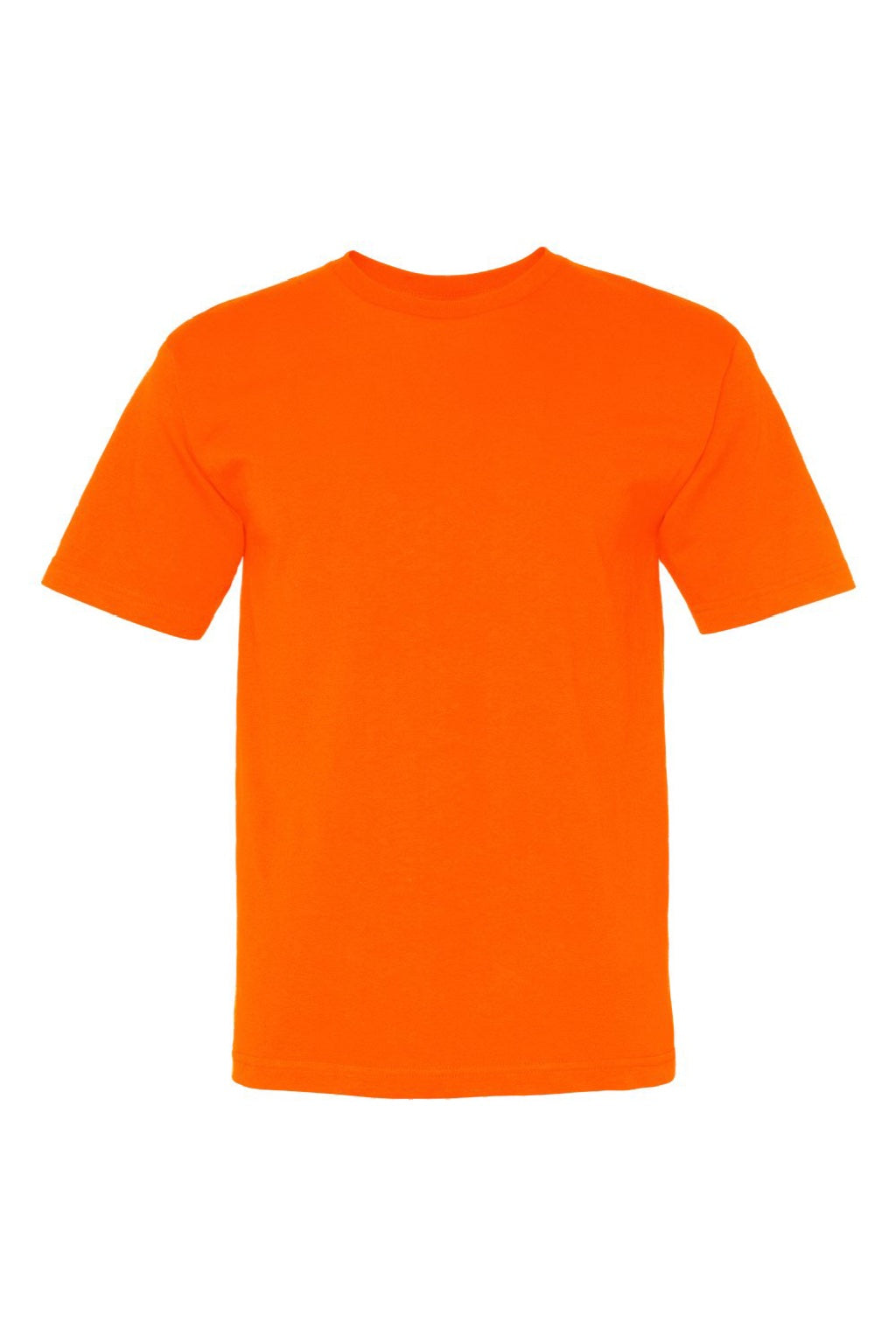 Bayside 5040 Mens USA Made Short Sleeve Crewneck T-Shirt Bright Orange Flat Front