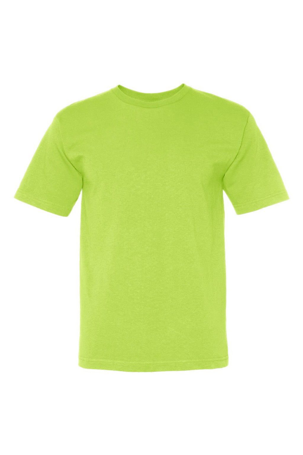 Bayside 5040 Mens USA Made Short Sleeve Crewneck T-Shirt Lime Green Flat Front