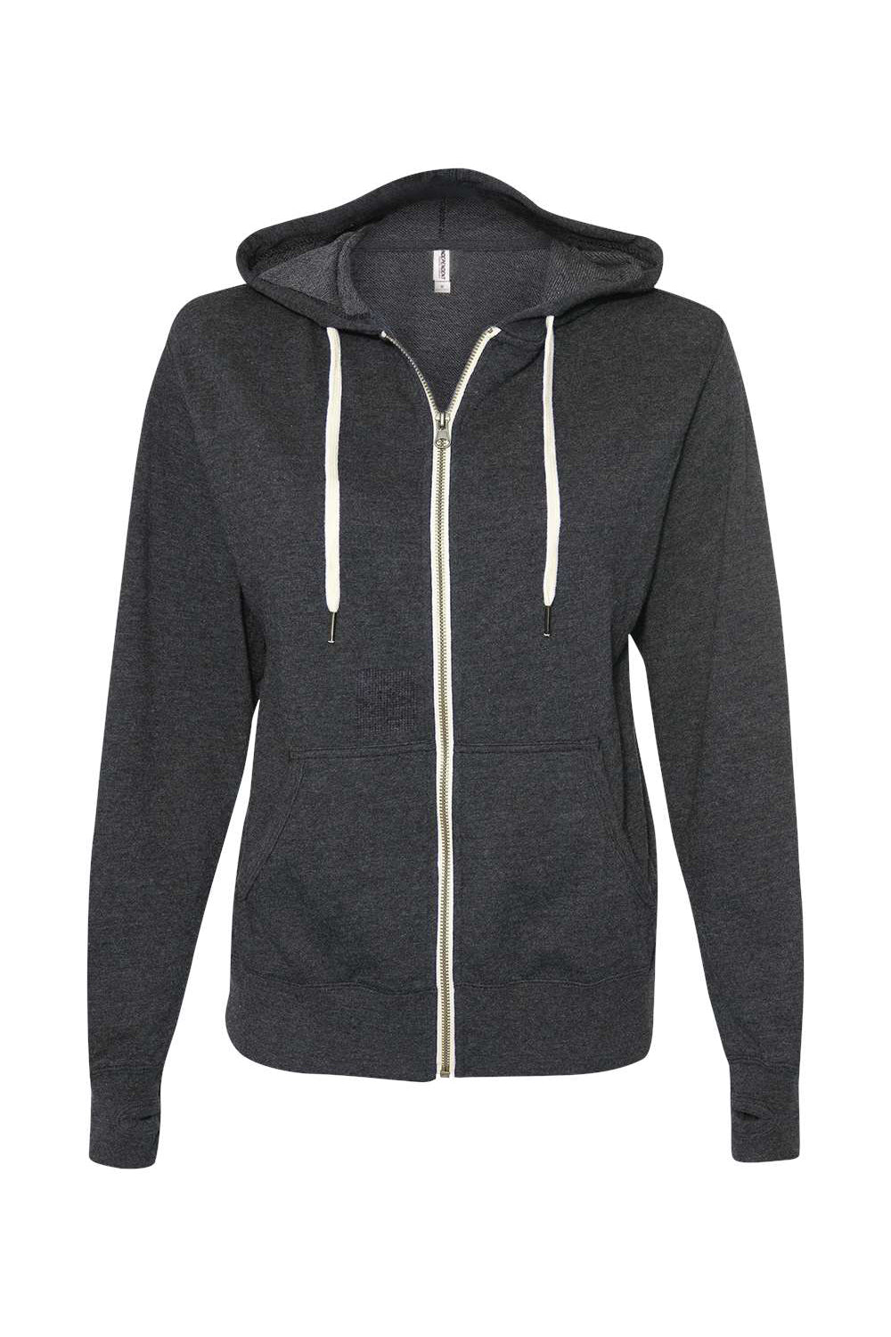 Independent Trading Company PRM90HTZ Mens French Terry Full Zip Hooded Sweatshirt Hoodie w/ Pockets Heather Charcoal Grey Flat Front