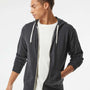 Independent Trading Co. Mens French Terry Full Zip Hooded Sweatshirt Hoodie - Heather Charcoal Grey - NEW