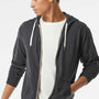 Independent Trading Company Mens French Terry Full Zip Hooded Sweatshirt Hoodie w/ Pockets - Heather Charcoal Grey