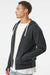 Independent Trading Company PRM90HTZ Mens French Terry Full Zip Hooded Sweatshirt Hoodie w/ Pockets Heather Charcoal Grey Model Side