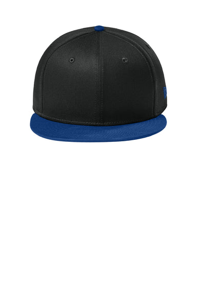 New Era Hats NE400 Mens Adjustable Hat Flag Black/Royal Blue Flat Front