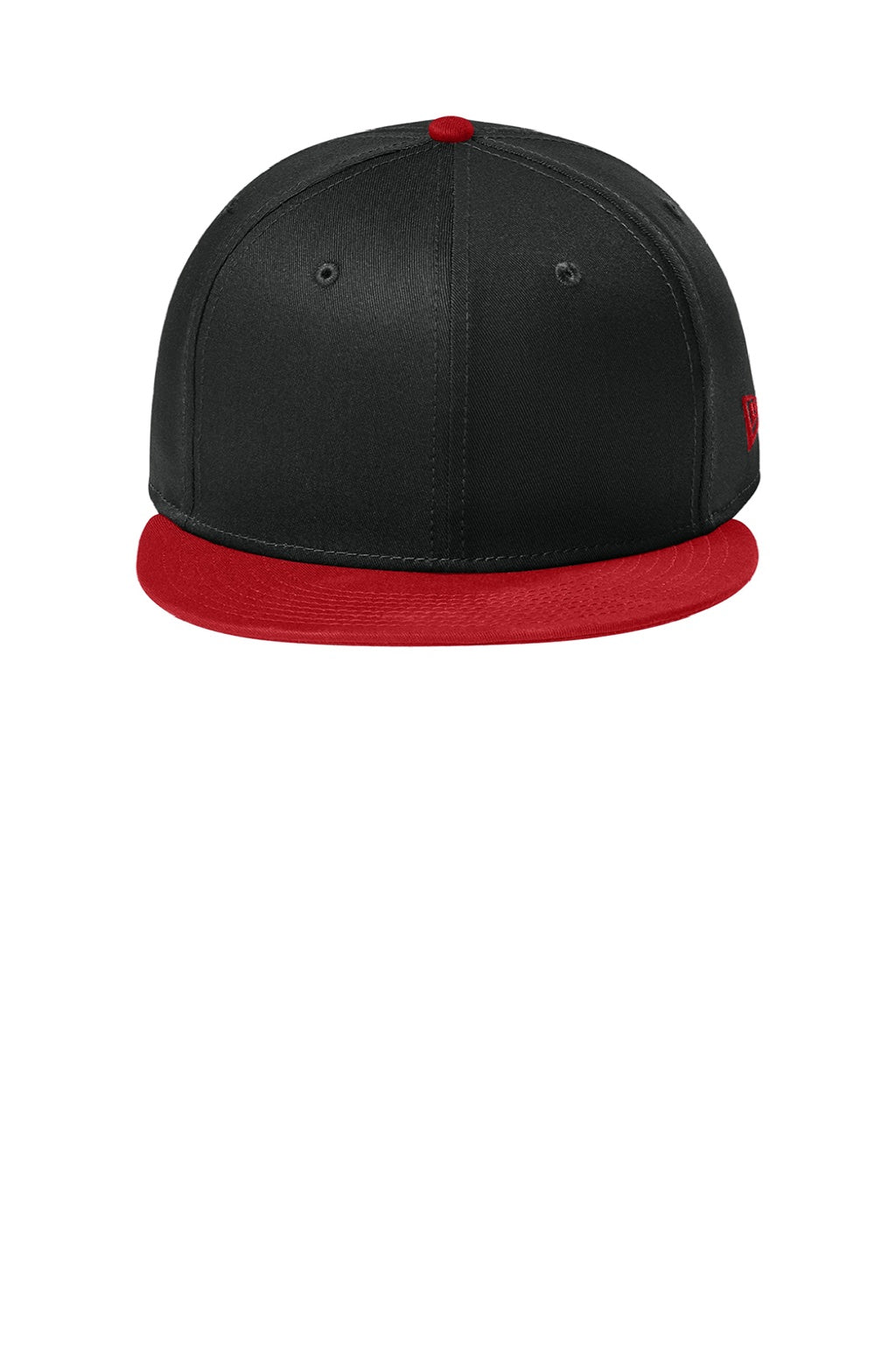 New Era Hats NE400 Mens Adjustable Hat Flag Black/Scarlet Red Flat Front