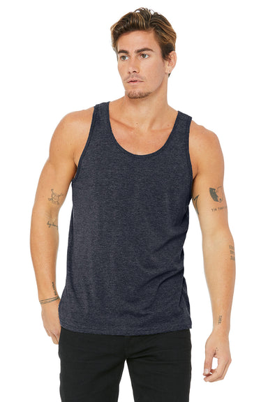 Bella + Canvas BC3480/3480 Mens Jersey Tank Top Heather Navy Blue Model Front