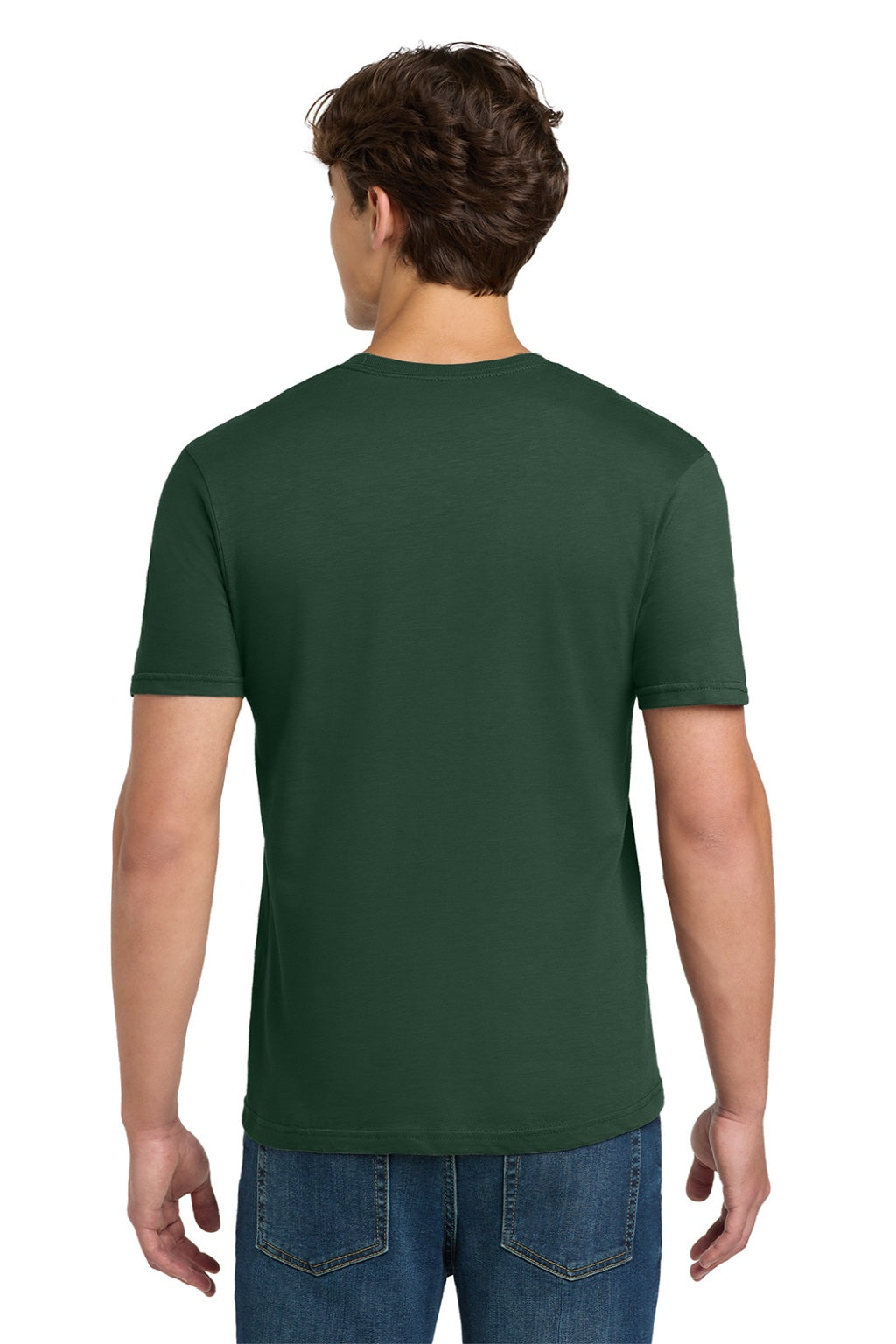 Gildan 64000 Mens Softstyle Short Sleeve Crewneck T-Shirt Fan Dark Green Model Back