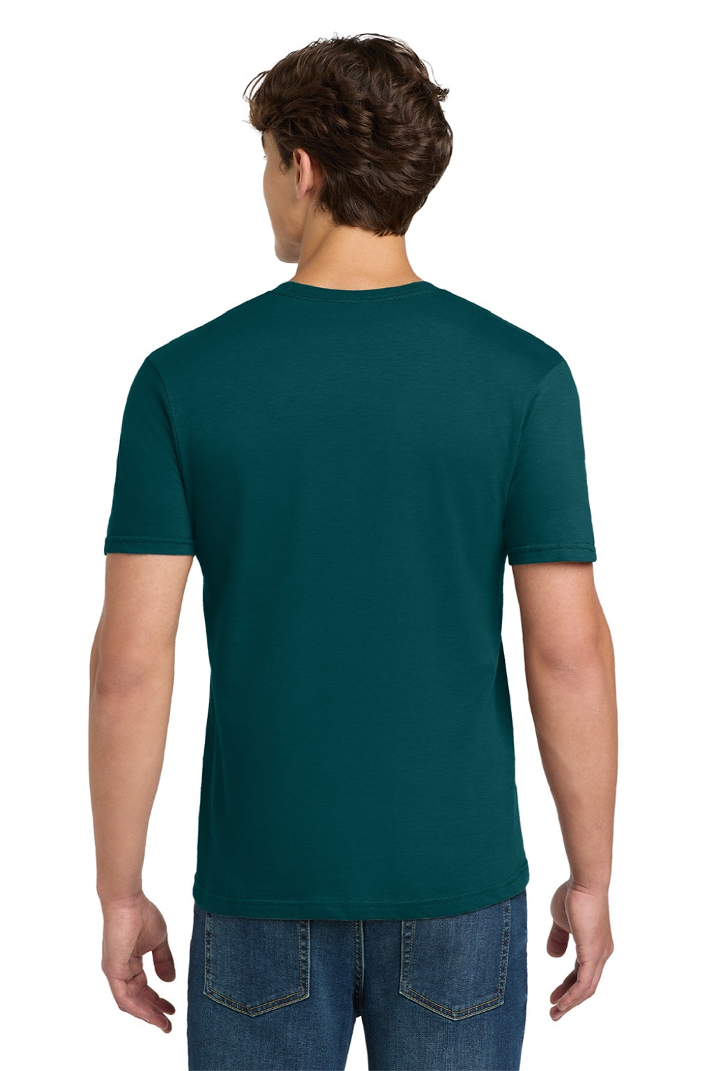 Gildan 64000 Mens Softstyle Short Sleeve Crewneck T-Shirt Fan Marine Green Model Back