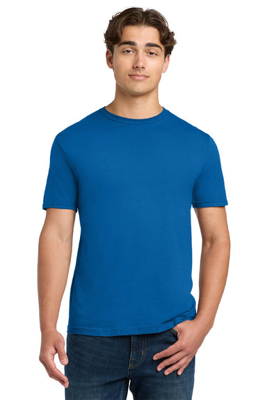 Gildan 64000 Mens Softstyle Short Sleeve Crewneck T-Shirt Neon Blue Model Front