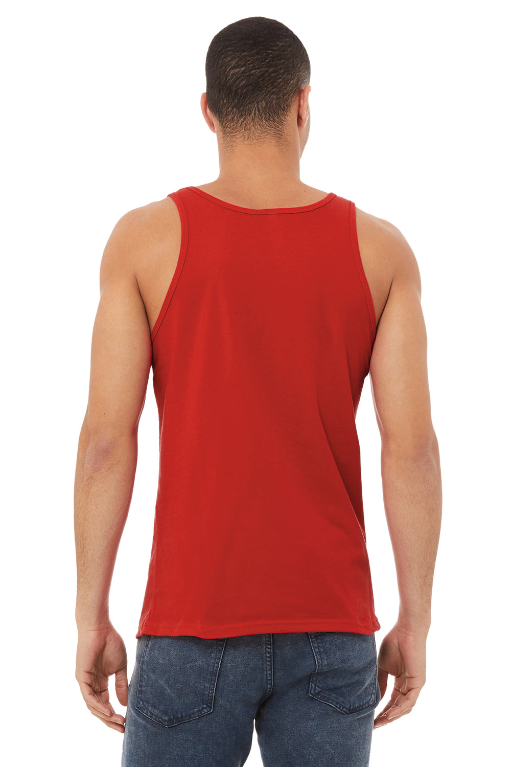 Bella + Canvas BC3480/3480 Mens Jersey Tank Top Red Model Back