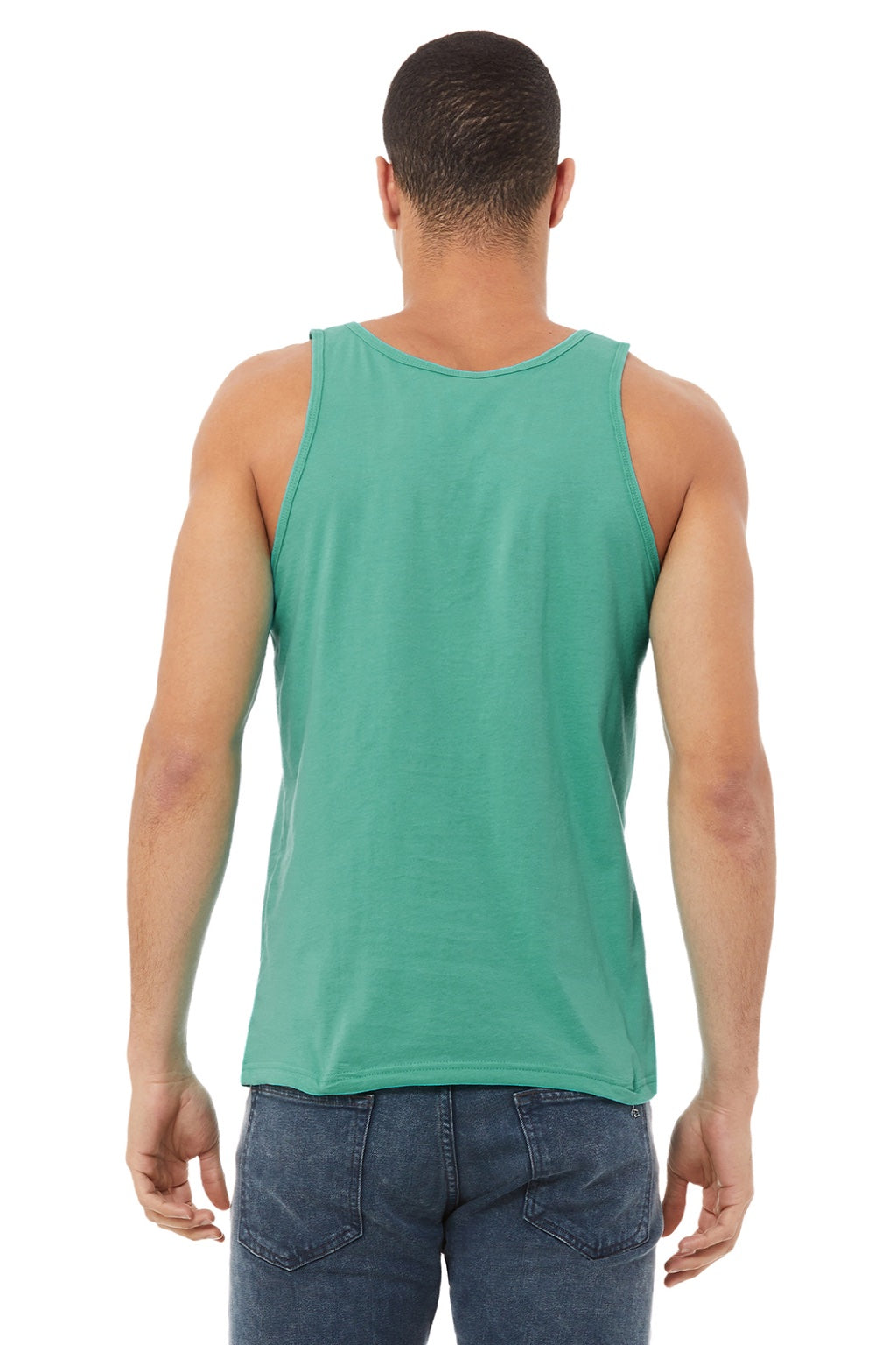 Bella + Canvas BC3480/3480 Mens Jersey Tank Top Teal Green Model Back