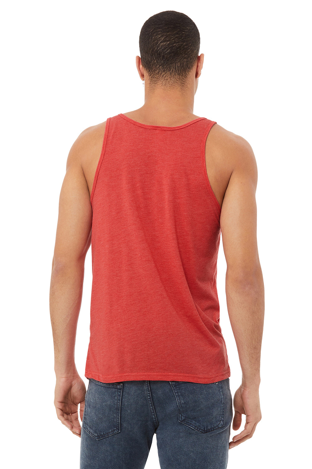 Bella + Canvas BC3480/3480 Mens Jersey Tank Top Red Triblend Model Back