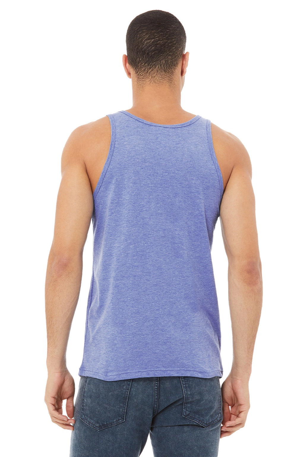 Bella + Canvas 3484 Mens Jersey Tank Top Blue Model Back