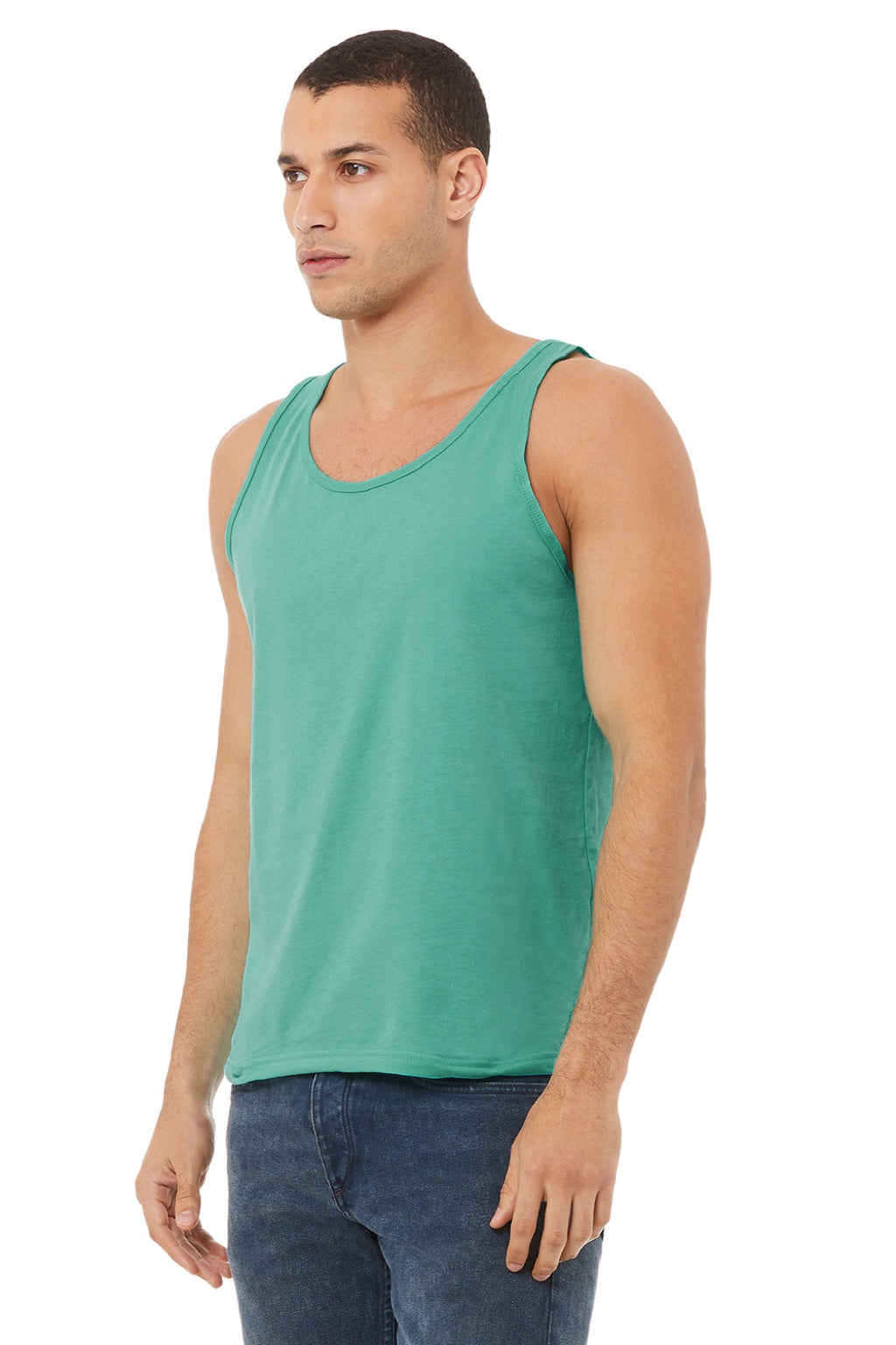 Bella + Canvas BC3480/3480 Mens Jersey Tank Top Teal Green Model 3Q