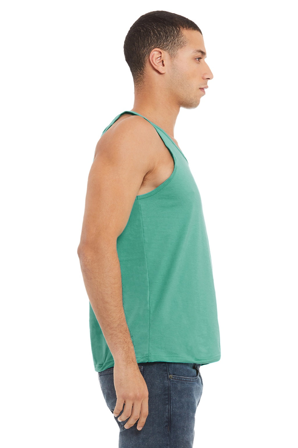 Bella + Canvas BC3480/3480 Mens Jersey Tank Top Teal Green Model Side