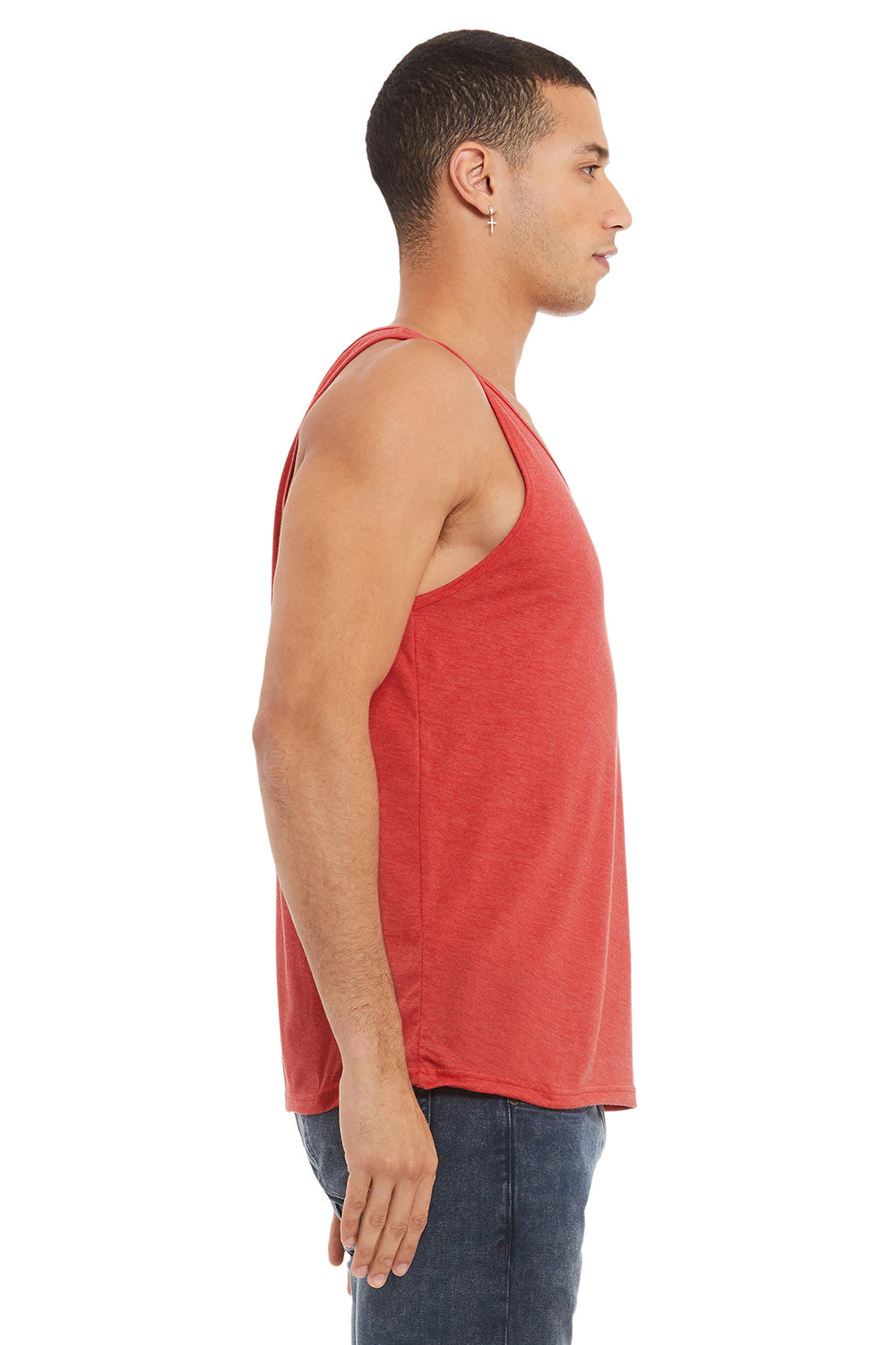 Bella + Canvas BC3480/3480 Mens Jersey Tank Top Red Triblend Model Side
