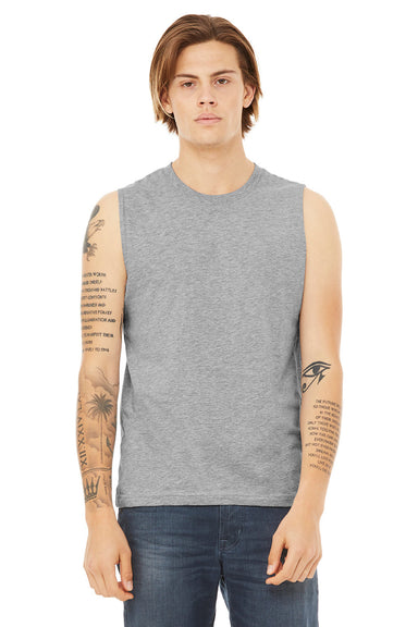 Bella + Canvas 3483 Mens Jersey Muscle Tank Top Heather Grey Model Front