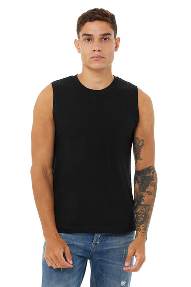 Bella + Canvas 3483 Mens Jersey Muscle Tank Top Black Model Front