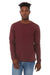 Bella + Canvas BC3501/3501 Mens Jersey Long Sleeve Crewneck T-Shirt Maroon Model Front