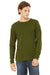 Bella + Canvas BC3501/3501 Mens Jersey Long Sleeve Crewneck T-Shirt Olive Green Model Front