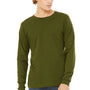 Bella + Canvas Mens Jersey Long Sleeve Crewneck T-Shirt - Olive Green