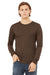 Bella + Canvas BC3501CVC/3501CVC Mens CVC Long Sleeve Crewneck T-Shirt Heather Brown Model Front