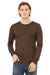 Bella + Canvas BC3501CVC Mens Jersey Long Sleeve Crewneck T-Shirt Heather Brown Model Front