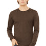 Bella + Canvas Mens CVC Long Sleeve Crewneck T-Shirt - Heather Brown