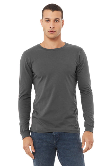 Bella + Canvas BC3501/3501 Mens Jersey Long Sleeve Crewneck T-Shirt Asphalt Grey Model Front